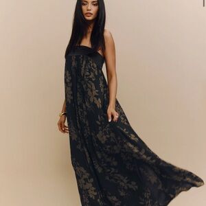 Reformation Black Strapless Sundress for Weddings